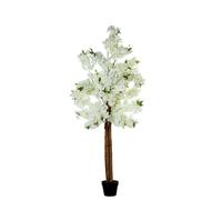 Plante Artificielle en Forme de Cerisier avec 4 bûches en PVC Blanc Cherry 160 x 30 x 30 cm