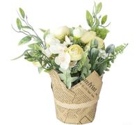 Plante artificielle en pot dans un pot de journal élégant, design floral nordique réaliste, 15 cm de haut, plastique pour maison, bureau, étagère, salon, décoration de petit espace (A)