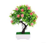 Plante artificielle en pot pour la décoration de la maison et du jardin - Arrangement floral d'oranger artificiel dans un pot en plastique - 18 x 26 cm - Peu d'entretien - Bureau ou salon - Pêche