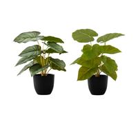 Plante artificielle Epipremnum de 13 pouces de haut, fausse Table d'intrieur, verdure en pot, ensemble de 2 feuilles vertes dcoratives, Pots no