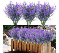 Plante Artificielle Exterieur Decoration Fleurs Artificielles Deco 10 Bouquet Jardin Moderne Extérieur Fleur Artificielle Lavande Artificielle Fausse Plante Interieur Arbuste Artificiel (Violet)