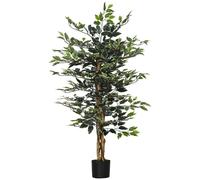HOMCOM Plante Artificielle ficus Hauteur 1,3 m Tronc Branches Liane Lichen Feuilles Grand réalisme Pot Inclus