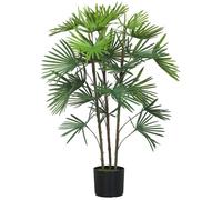 HOMCOM Plante Artificielle intérieure 90 cm, Palmier Arbre Artificiel avec Pot en Plastique et Flocage, 24 Feuilles décoratif en éventail, Fausse Plante Vert décoration pour Bureau, Salon, Chambre