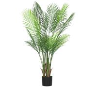 Plante artificielle intérieure palmier H.120cm 4 pieds 20 feuilles grand réalisme PE vert