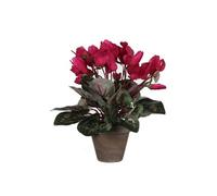 Plante artificielle cyclamen en pot ciment - H30 x Ø30 cm - Rose foncé - Mica Decorations