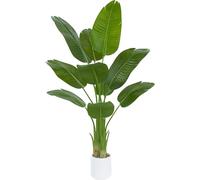 Plante Artificielle Oiseau de Paradis 150cm - Grande Plantes Bananier Artificielle Interieur avec Pot Blanc, Fausses Arbre Artificiel Parfaites pour Décoration d'Intérieur de Bureau ou Salon ou Maison