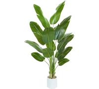 Plante Artificielle Oiseau de Paradis 210cm - Grande Plantes Bananier Artificielle Interieur avec Pot Blanc, Fausses Arbre Artificiel Parfaites pour Décoration d'Intérieur de Bureau ou Salon ou Maison