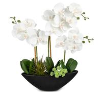 Plante artificielle Orchidées Fleurs artificielles Décoratives Comme de Vrais Fleurs avec Toucher Réel en Pot en Céramique Décoration de Table Rebord de Fenêtre, Hauteur 41cm