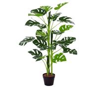 Outsunny Plante artificielle Monstera – 21 feuilles en pot ciment Ø16×100 cm intérieur/extérieur