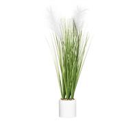 Plante Artificielle Plumeau - Pot en Ciment - H70 cm - Blanc - Atmosphera créateur d'intérieur