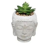 Plante Artificielle Pot Bouddha en Ciment D 13,5 x H 18 cm - Atmosphera