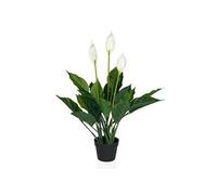 hjh OFFICE Fleurs artificielles en pot de 80 cm - SPATHIPHYLLUM - Plante d'intérieur - Lys de la paix artificiel - Plante décorative avec 3 fleurs