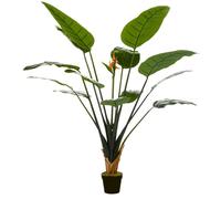 HOMCOM Plante artificielle oiseau de paradis Strelitzia hauteur 1,80 m 13 feuilles et 2 fleurs grand réalisme pot Inclus | Aosom France