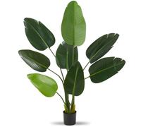 tectake® Arbre Artificiel Oiseau du Paradis, 120 cm, Design Réaliste | Détaillé et fidèle à la réalité, Grandes Feuilles en PEVA, Pot de Fleurs en Plastique stable, Plante d'intérieur, 25 x 120 cm