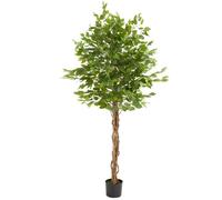 TecTake® Plante Artificielle Ficus Artificiel 180cm Fausse Plante Interieur Arbre Vert Arbre Artificiel Décoration Maison idéal pour Décoration Salon Chambre Cuisine Dressing Chambre Enfant Bureau