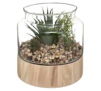 Plante artificielle terrarium pot verre H17,5cm - Atmosphera Créateur d'intérieur