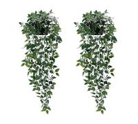 Plante Artificielle Tombante en Pot, 2 Pcs Plantes Artificielles Interieur, Lierre Artificiel Fausse Plante Deco, Faux Plante Verte Suspendue, Plante Tombante Artificielle pour Balcon, Cuisine, Bureau