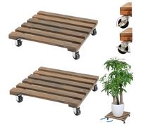 Plante Caddy, 2pcs 12 pouces avec roues de lance-roues verrouillables Stand de plante en bois carré à 360 degrés stand pot fleur idéal pour la maison pour la maison intérieure extérieur meubl