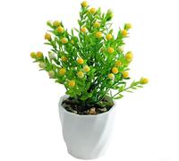 Plante d'acacia artificielle réaliste de 18 cm de haut dans un pot compact pour décoration minimaliste pour la maison, le bureau et l'appartement (jaune)