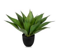Plante d'aloe vera artificielle de 34 cm dans un pot de fleurs argenté - Décoration de plantes en plastique pour salon, balcon, chambre à coucher, salle de bain, chambre à coucher, décoration de table
