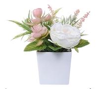 Plante de fleurs artificielles décoratives avec lavande et roses pour le bureau, la maison, les espaces intérieurs, pas d'arrosage nécessaire pour un usage quotidien (B)