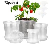 Plante de Pots transparente avec plateaux et étiquettes, jardinière en plastique Transparent, Pot de démarrage de graines, Contai de plantes à fleurs, 72 pièces/ensemble 72pcs 1set