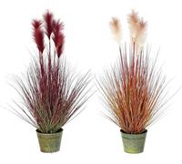 Plante décorative dkd home decor seau 30 x 30 x 106 cm orange polyéthylène vin rouge laiton (2 pièces)
