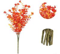 Plante d'eucalyptus artificielle, 35 cm, arrangement floral d'automne, feuillage orange rouge réaliste, matériau plastique pour décoration de mariage et d'intérieur (orange automne)