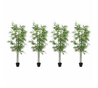 Plante d'extérieur et d'intérieur - Vert - Arbre en Bambou Artificiel 4 pièces - Vert 60x18x190 cm_42503