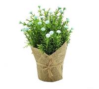 Plante d'intérieur en pot synthétique avec silhouette élégante pour décorer la chambre sur les cheminées, les bureaux ou les tables d'entrée (bleu clair)