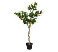 Plante d'oranger artificielle dans un pot noir - 118 x 40 cm - Arbre artificiel dans un pot de fleurs avec 10 oranges - Orange - Plante décorative d'intérieur - Pommier comme de vrai