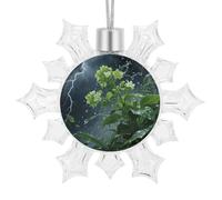 Plante florale verte Pattren Flocon de neige Ornement de sapin de Noël Décoration mignonne à suspendre pour la saison des vacances, décoration d'intérieur pour la famille, les amis et les collègues