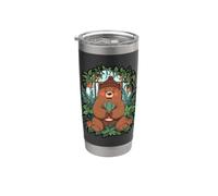 Plante Jardin Calme Ours Heureux Fleurs Jungle Gobelet isotherme en acier inoxydable double paroi