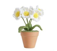 Plante marguerite en pot fabriquée à la main - Décoration de table pour espaces détendus (blanc-jaune)
