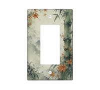 Plante simple interrupteur à bascule - Feuilles d'érable traditionnelles - Montagnes - Vert automne - Taille standard - Plaque décorative pour nouvel appartement, maison, chambre à coucher, bureau