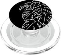 Plante Tropicale botanique Monstera - Noir et Blanc PopSockets PopGrip pour MagSafe