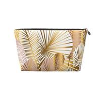 Plante Tropicale en Doré, Trousse de Toilette Trousse de Maquillage Sac à cosmétiques Trousse de Toilette de Voyage Portable
