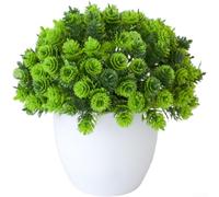 Plante verte artificielle en pot, 17 x 16 cm, fausse plante réaliste style bonsaï, décoration d'intérieur, pas d'arrosage nécessaire, pour salon, bureau, étagère, bureau (A)