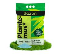 PLANTEMUS Engrais NPK Granulé pour Gazon, Effet Prolongé 10 kg | Formule NPK 12-11-18 en perles ultrasolubles, à nutrition prolongée pour un gazon vert, dense et vigoureux jusqu'à 350 m²