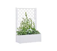 Plantenbak hoog met latwerk en zelfbewateringssysteem wit313967