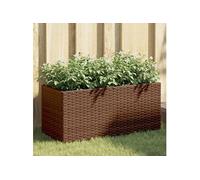 Plantenbak met 2 potten 72x30x32 cm poly rattan bruin366423