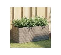Plantenbak met 2 potten 72x30x32 cm poly rattan grijs366424