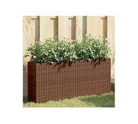 Plantenbak met 2 potten 90x20x40 cm poly rattan bruin366408