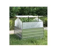 Plantenbak met kas verhoogd 100x100x85 cm zilverkleurig316882