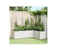 vidaXL Plantenbak met latwerk 160x120x140 cm polypropeen wit367879 Blanc G