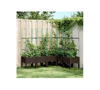 vidaXL Jardinière (160x120x142,5 cm) avec treillis, lit surélevé, bac à fleurs – Marron PP