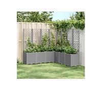 vidaXL Plantenbak met latwerk 160x160x140 cm polypropeen lichtgrijs367882 G