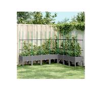 Plantenbak met latwerk 200x160x142,5 cm polypropeen lichtgrijs367972