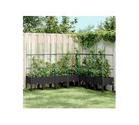 Plantenbak met latwerk 200x160x142,5 cm polypropeen zwart367973