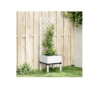 Plantenbak met latwerk 40x40x142 cm polypropeen wit367919